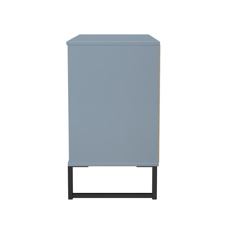 Fluted 3 Drawer TV Unit in Denim Blue - Ready Assembled