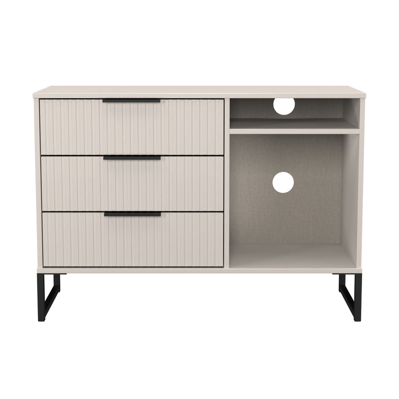 Fluted 3 Drawer TV Unit in Kashmir Matt - Ready Assembled