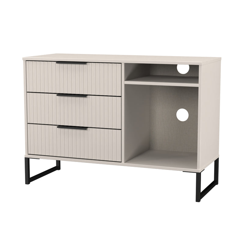 Fluted 3 Drawer TV Unit in Kashmir Matt - Ready Assembled