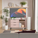 Fluted 3 Drawer TV Unit in Kobe Pink - Ready Assembled