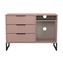 Fluted 3 Drawer TV Unit in Kobe Pink - Ready Assembled