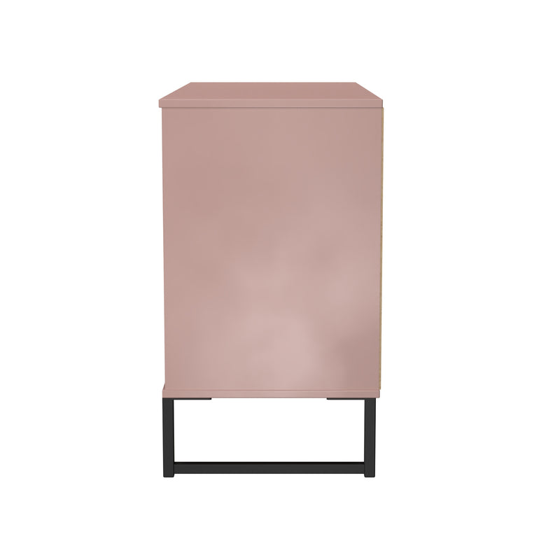 Fluted 3 Drawer TV Unit in Kobe Pink - Ready Assembled