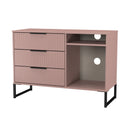 Fluted 3 Drawer TV Unit in Kobe Pink - Ready Assembled
