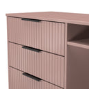 Fluted 3 Drawer TV Unit in Kobe Pink - Ready Assembled