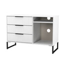 Fluted 3 Drawer TV Unit in White Matt - Ready Assembled