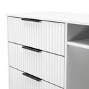 Fluted 3 Drawer TV Unit in White Matt - Ready Assembled