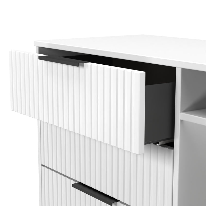 Fluted 3 Drawer TV Unit in White Matt - Ready Assembled