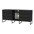 Fluted 6 Drawer Sideboard in Black Ash - Ready Assembled