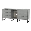 Fluted 6 Drawer Sideboard in Dusk Grey - Ready Assembled