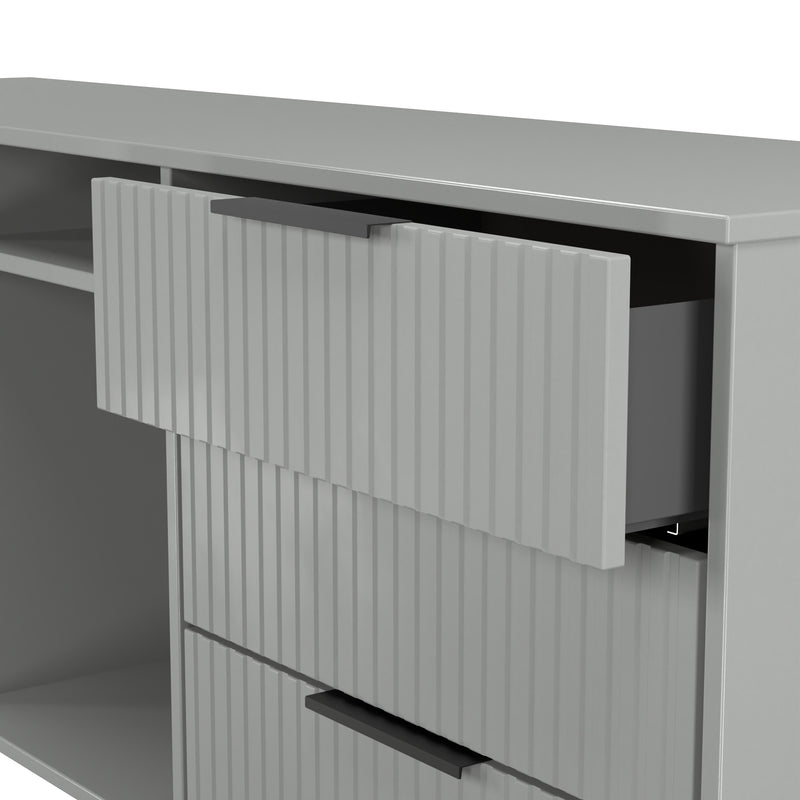 Fluted 6 Drawer Sideboard in Dusk Grey - Ready Assembled