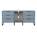 Fluted 6 Drawer Sideboard in Denim Blue - Ready Assembled