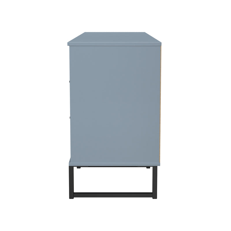 Fluted 6 Drawer Sideboard in Denim Blue - Ready Assembled