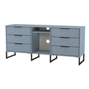 Fluted 6 Drawer Sideboard in Denim Blue - Ready Assembled
