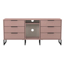 Fluted 6 Drawer Sideboard in Kobe Pink - Ready Assembled