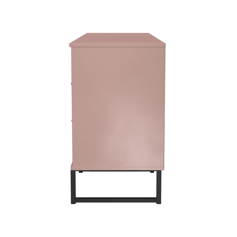 Fluted 6 Drawer Sideboard in Kobe Pink - Ready Assembled