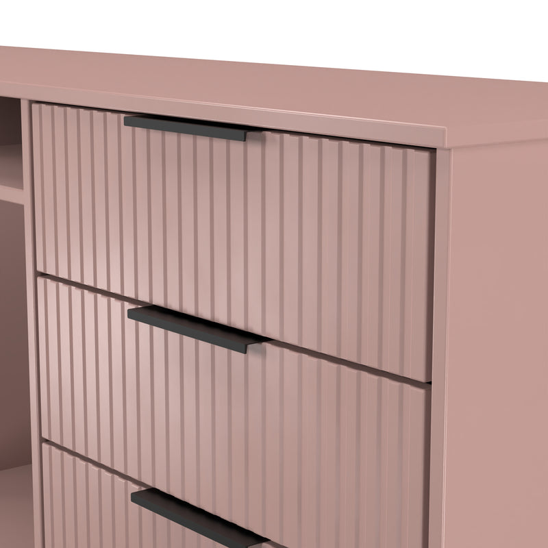 Fluted 6 Drawer Sideboard in Kobe Pink - Ready Assembled