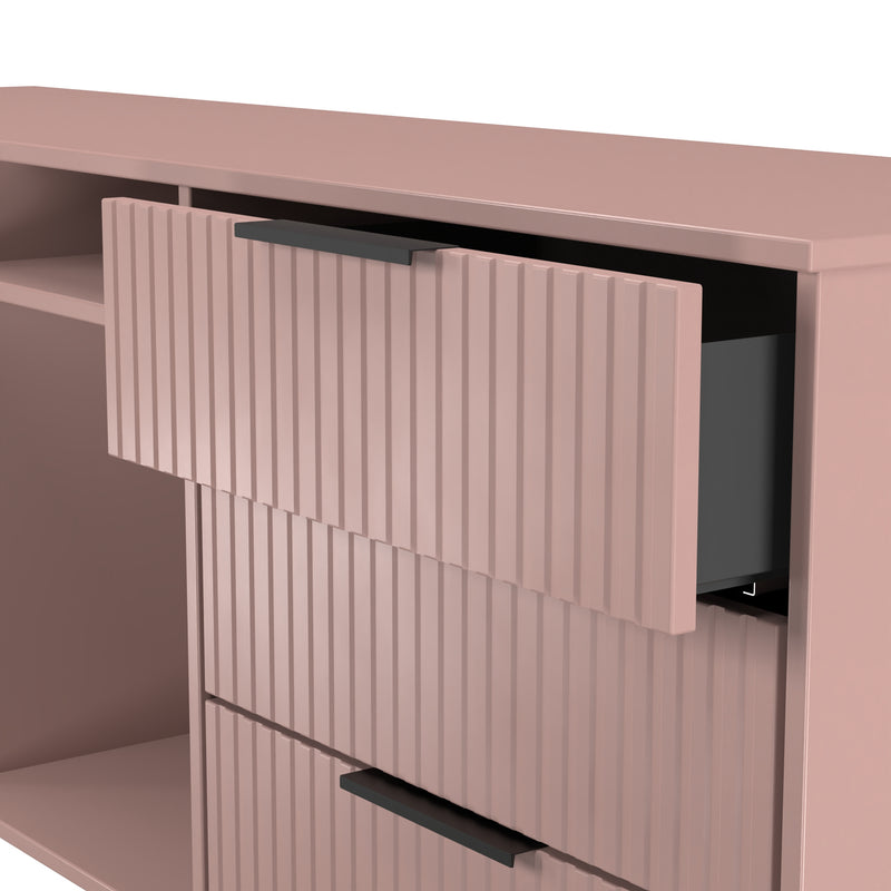 Fluted 6 Drawer Sideboard in Kobe Pink - Ready Assembled