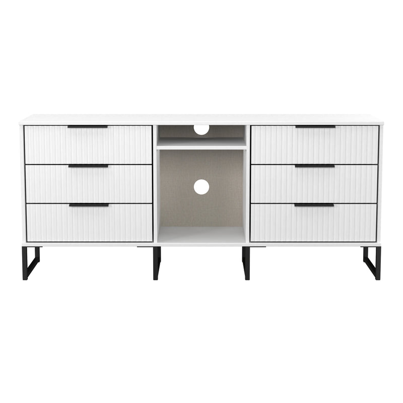 Fluted 6 Drawer Sideboard in White Matt - Ready Assembled