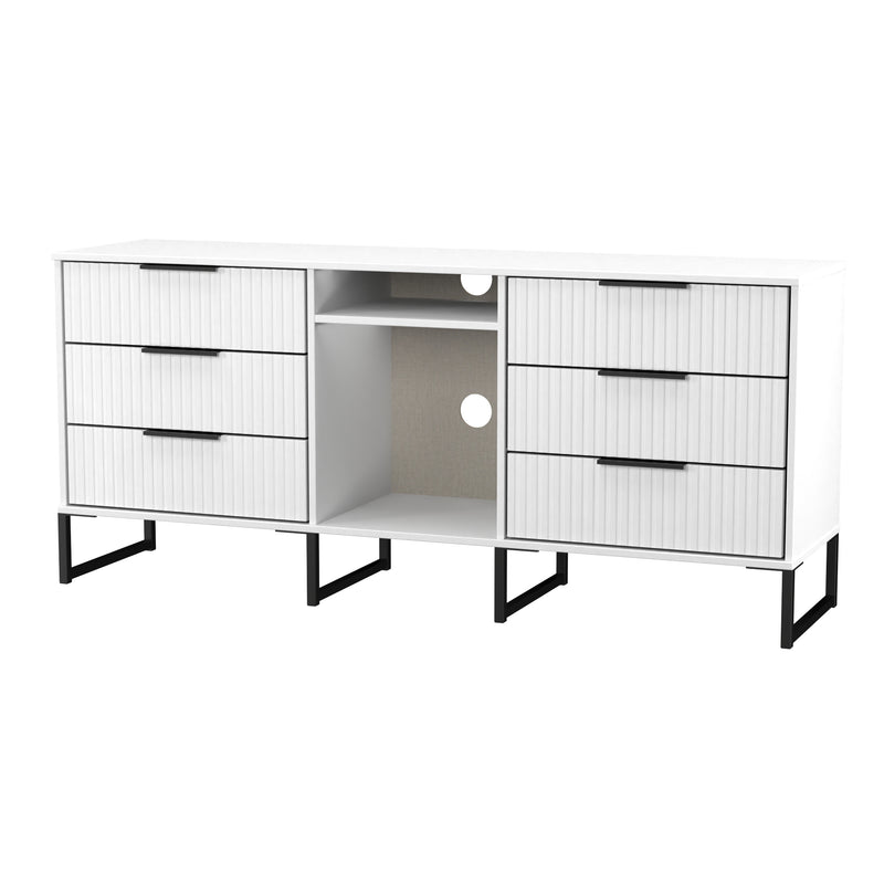 Fluted 6 Drawer Sideboard in White Matt - Ready Assembled