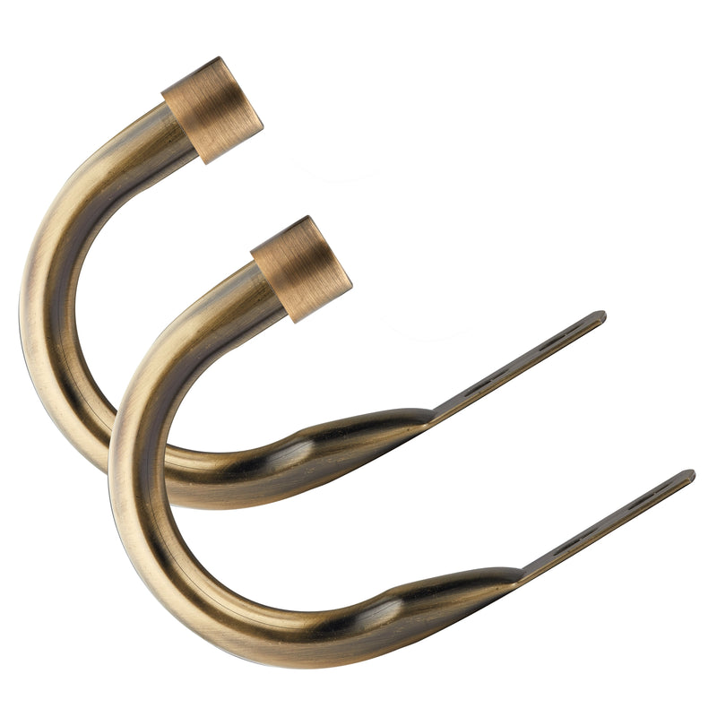 Full Stop - Pair of Holdaback Tiebacks with End Finials in Antique Brass