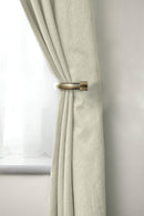 Full Stop - Pair of Holdaback Tiebacks with End Finials in Antique Brass