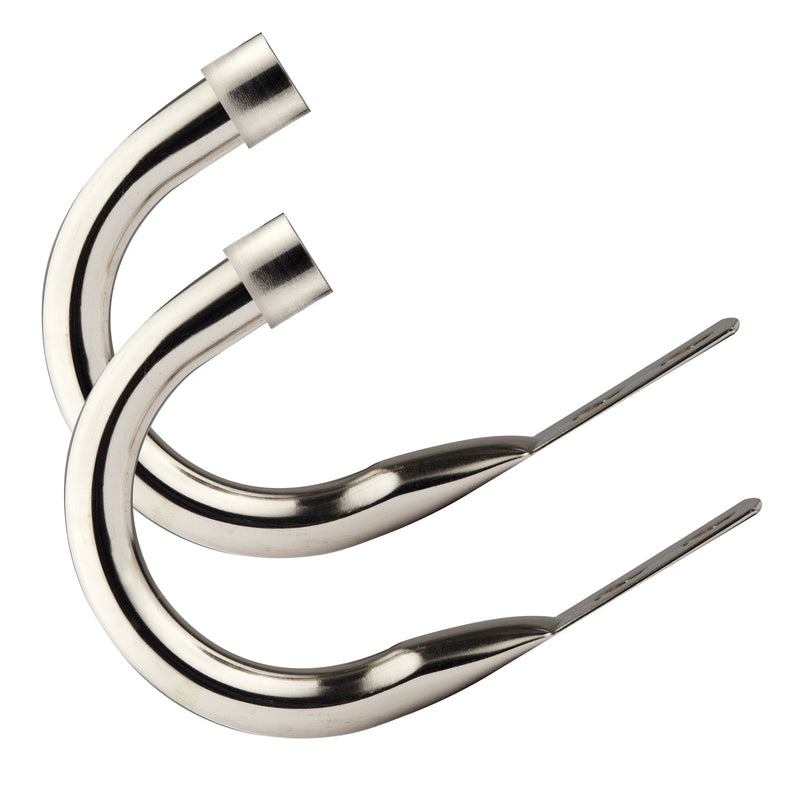 Full Stop - Pair of Holdaback Tiebacks with End Finials in Brushed Silver