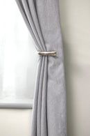 Full Stop - Pair of Holdaback Tiebacks with End Finials in Brushed Silver