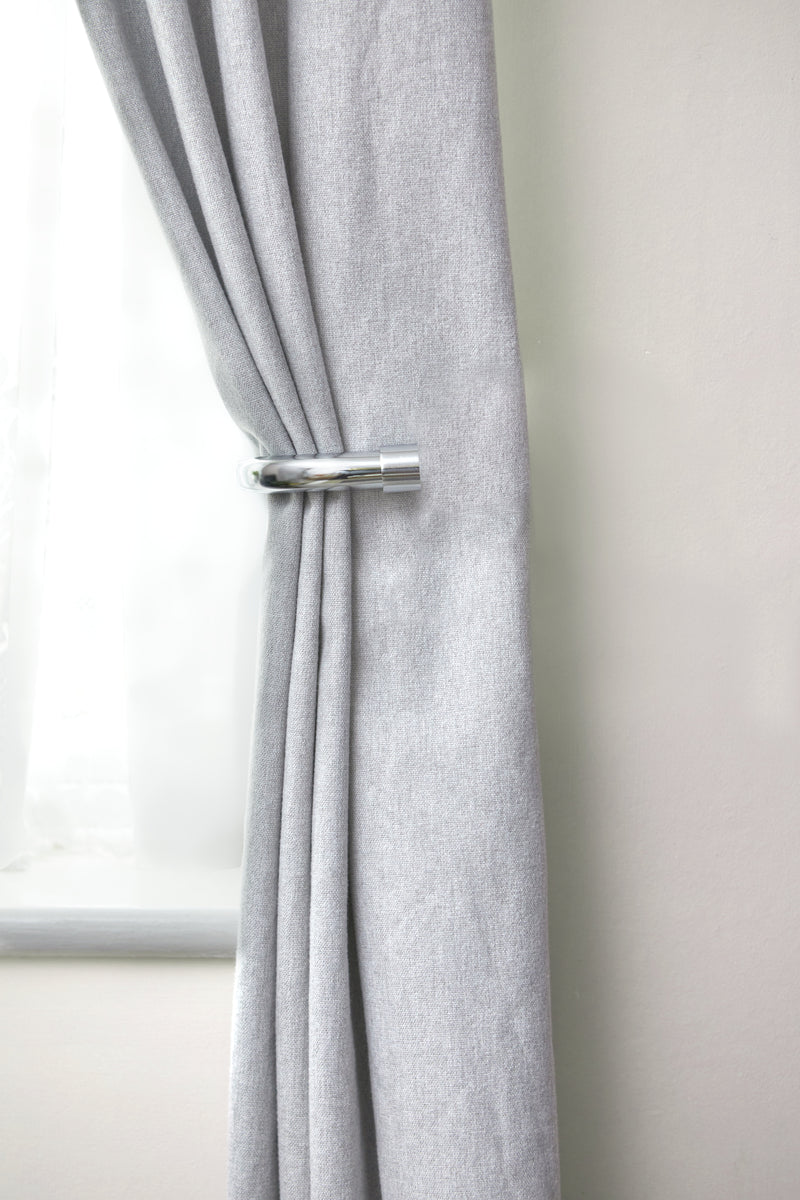 Full Stop - Pair of Holdaback Tiebacks with End Finials in Chrome