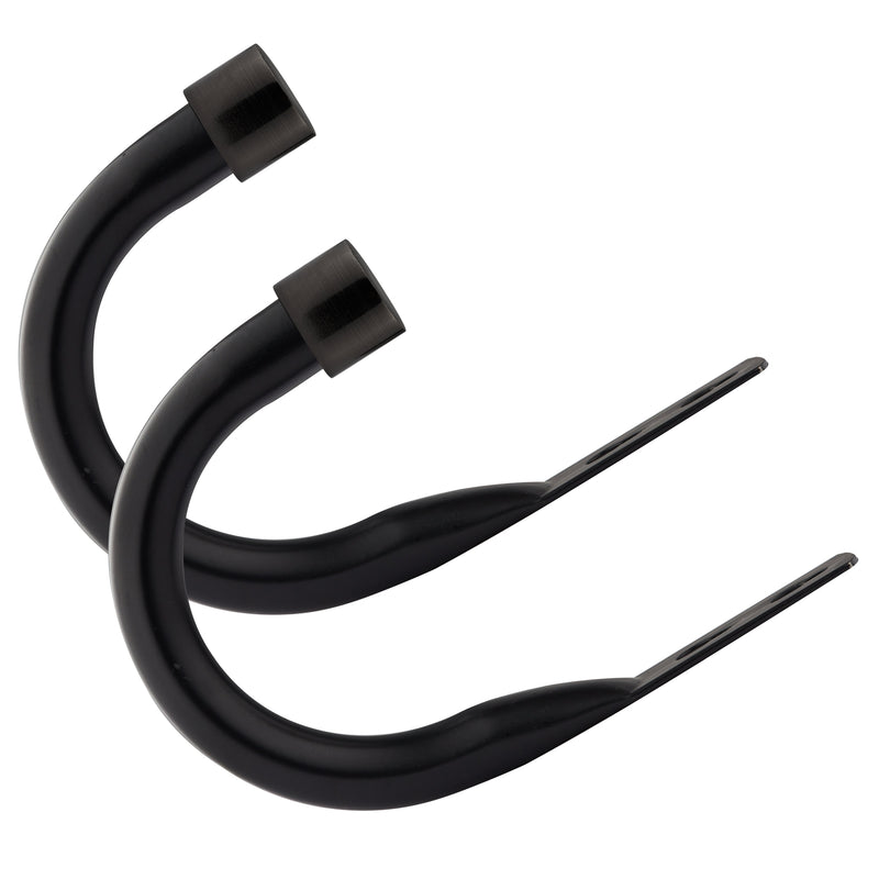Full Stop - Pair of Holdaback Tiebacks with End Finials in Matt Black