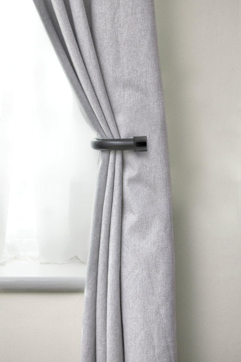 Full Stop - Pair of Holdaback Tiebacks with End Finials in Matt Black