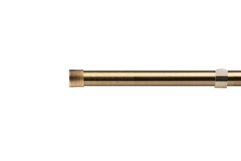 Full Stop - Extendable Curtain Pole with pair of end finials in Antique Brass