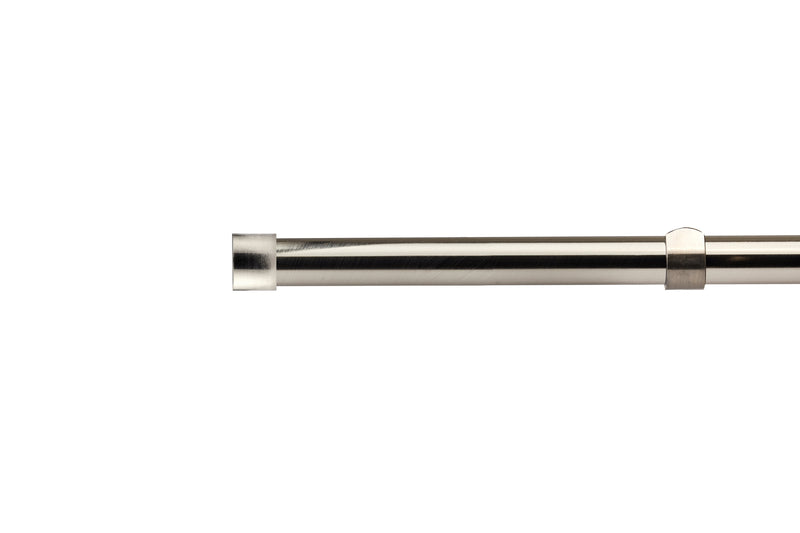 Full Stop - Extendable Curtain Pole with pair of end finials in Brushed Silver