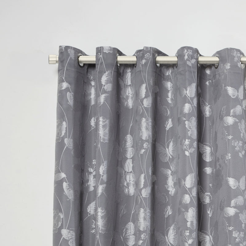 Full Stop - Extendable Curtain Pole with pair of end finials in Brushed Silver