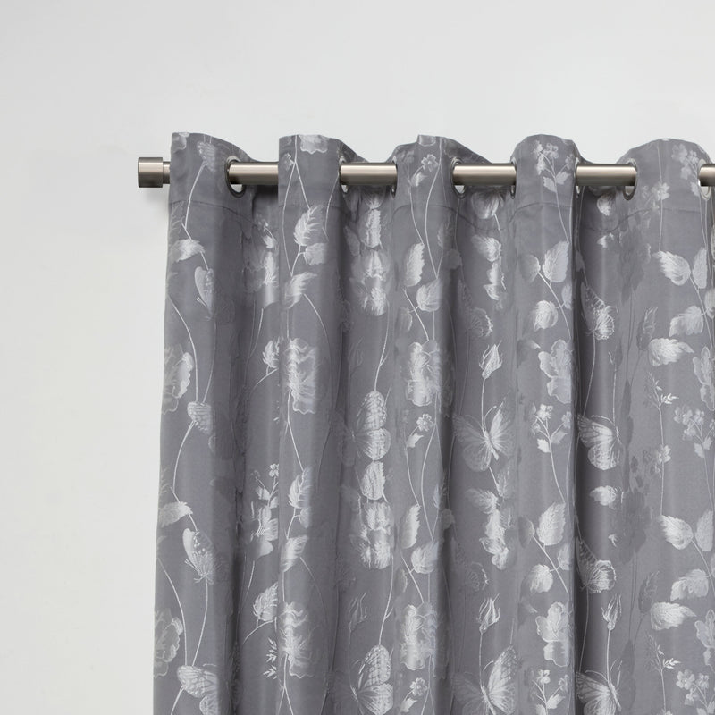 Full Stop - Extendable Curtain Pole with pair of end finials in Black Silk