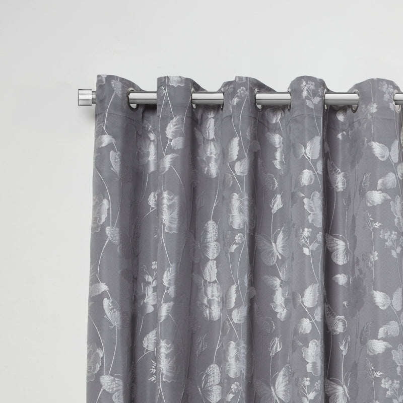 Full Stop - Extendable Curtain Pole with pair of end finials in Chrome