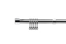 Full Stop - Extendable Curtain Pole with rings and pair of end finials in Chrome