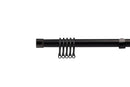 Full Stop - Extendable Curtain Pole with rings and pair of end finials in Matt Black