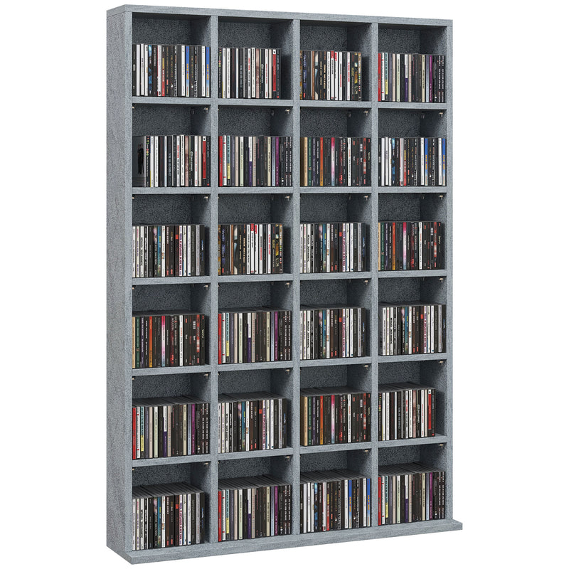 HOMCOM DVD CD Media Storage Rack, Video Display Unit, 89 X 130.5 Cm, Natural Wood Finish/Grey