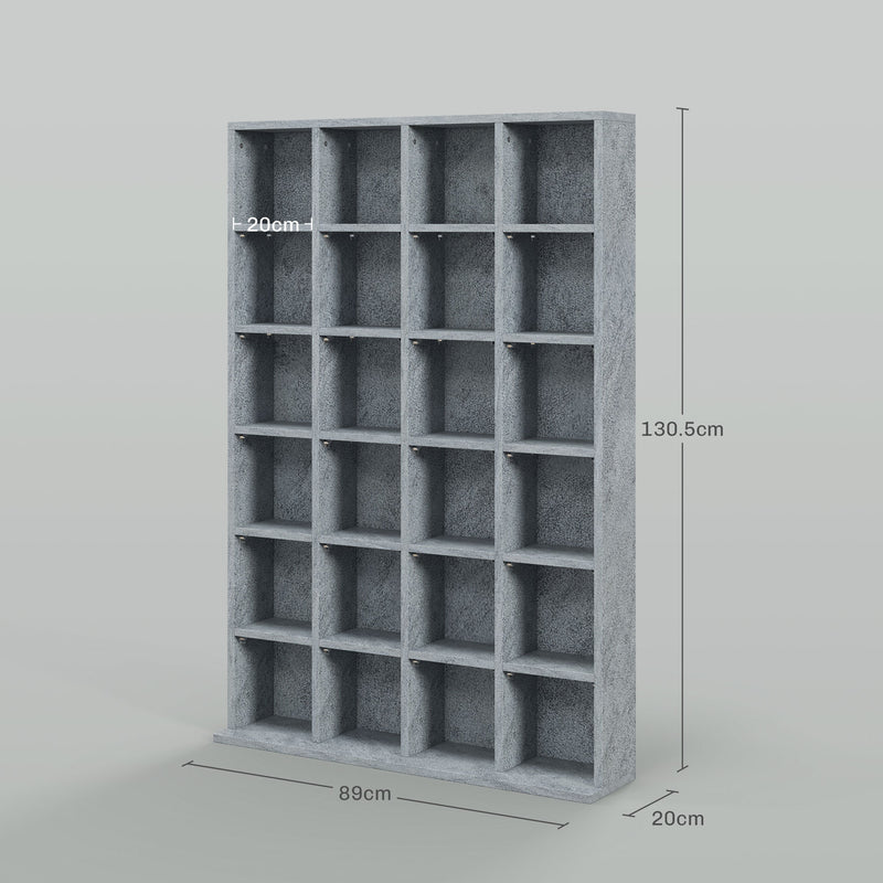 HOMCOM DVD CD Media Storage Rack, Video Display Unit, 89 X 130.5 Cm, Natural Wood Finish/Grey