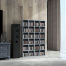 HOMCOM DVD CD Media Storage Rack, Video Display Unit, 89 X 130.5 Cm, Natural Wood Finish/Grey