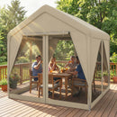 Outsunny 3 X 3 M Outdoor Patio Gazebo With Netting And Curtains, Khaki