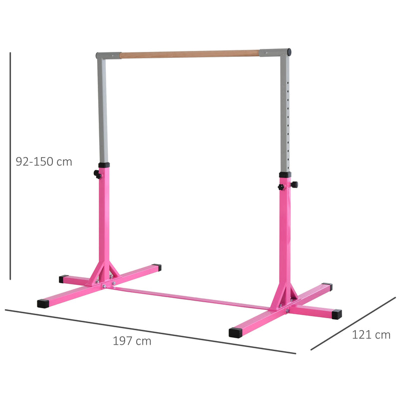 HOMCOM Childs  Gymnastics Horizontal Bar- Pink