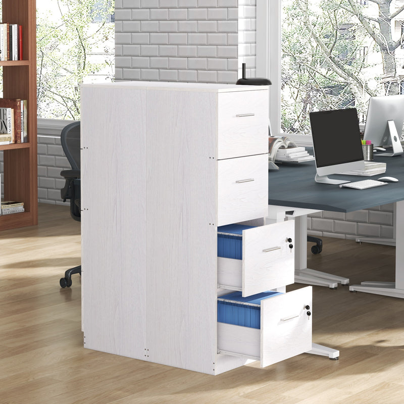 HOMCOM 4 Drawer File Cabinet Locking Filing Cabinet, Wood Effect