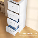 HOMCOM 4 Drawer File Cabinet Locking Filing Cabinet, Wood Effect