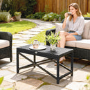Outsunny Outdoor Coffee Table, PE Rattan Side Table w/ Plastic Board, Black