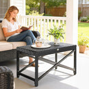 Outsunny Outdoor Coffee Table, PE Rattan Side Table w/ Plastic Board, Black