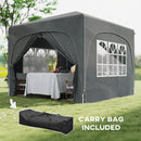Outsunny 3 X 3(m) UPF50+ Pop Up Gazebo With Sides And Carry Bag, Dark Grey