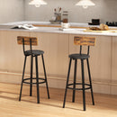 HOMCOM Barstools Set Of 2 With Padded Seat Backrest Rustic Brown Black