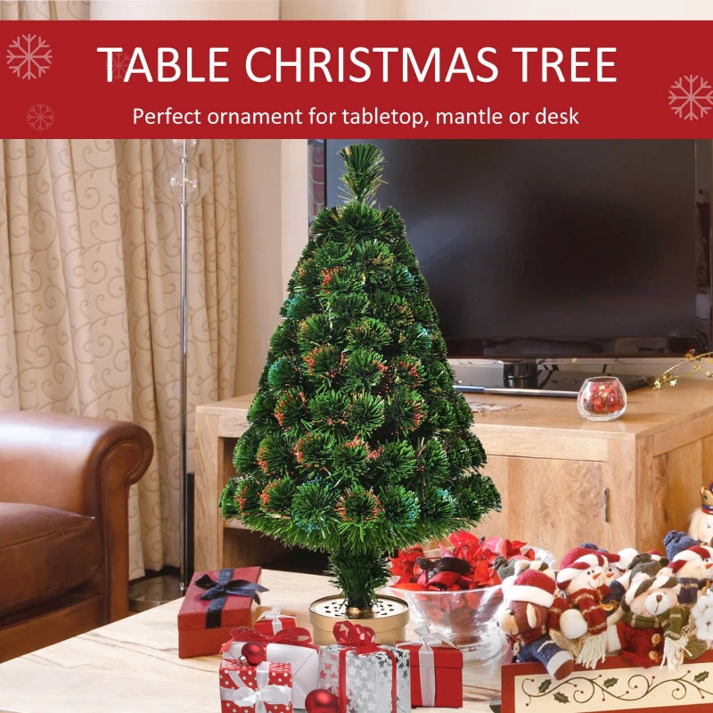 Christmas Time 3FT Prelit Artificial Christmas Tree Fiber Optic LED Light Tabletop Decoration