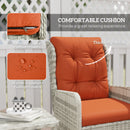 Outsunny Recliner Rattan Garden Furniture W/ Two-tier Table, Orange